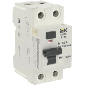 IEK ARMAT Выключатель дифференциального тока R10N 2P 63А 300мА тип A - AR-R10N-2-063A300 IEK ARMAT Выключатель дифференциального тока R10N 2P 63А 300мА тип A - AR-R10N-2-063A300