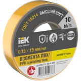 IEK Изолента 0,15х15мм желтая 10м
