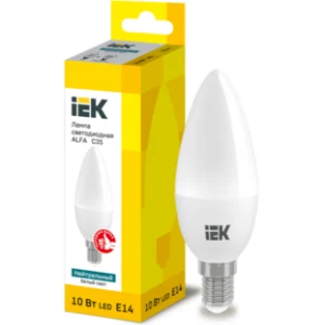 IEK Лампа светодиодная ALFA C35 свеча 10Вт 230В 4000К E14 - LLA-C35-10-230-40-E14 IEK Лампа светодиодная ALFA C35 свеча 10Вт 230В 4000К E14 - LLA-C35-10-230-40-E14