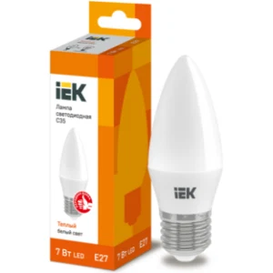 IEK Лампа светодиодная C35 свеча 7Вт 230В 3000К E27 - LLE-C35-7-230-30-E27 IEK Лампа светодиодная C35 свеча 7Вт 230В 3000К E27 - LLE-C35-7-230-30-E27