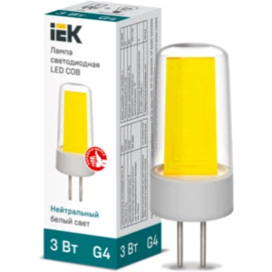 IEK Лампа светодиодная COB капсула 3Вт 230В 4000К керамика G4 - LLE-COB-3-230-40-G4 IEK Лампа светодиодная COB капсула 3Вт 230В 4000К керамика G4 - LLE-COB-3-230-40-G4