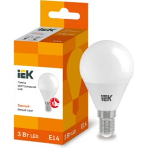 IEK Лампа светодиодная G45 шар 3Вт 230В 3000К E14 - LLE-G45-3-230-30-E14 IEK Лампа светодиодная G45 шар 3Вт 230В 3000К E14 - LLE-G45-3-230-30-E14