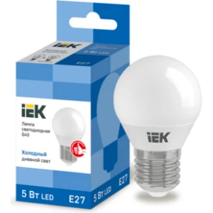IEK Лампа светодиодная G45 шар 5Вт 230В 6500К E27 - LLE-G45-5-230-65-E27 IEK Лампа светодиодная G45 шар 5Вт 230В 6500К E27 - LLE-G45-5-230-65-E27