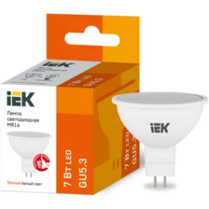IEK Лампа светодиодная MR16 софит 7Вт 230В 3000К GU5.3 - LLE-MR16-7-230-30-GU5 IEK Лампа светодиодная MR16 софит 7Вт 230В 3000К GU5.3 - LLE-MR16-7-230-30-GU5