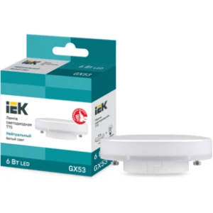 IEK Лампа светодиодная T75 таблетка 6Вт 230В 4000К GX53 - LLE-T80-6-230-40-GX53 IEK Лампа светодиодная T75 таблетка 6Вт 230В 4000К GX53 - LLE-T80-6-230-40-GX53