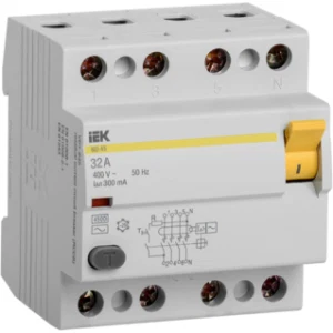 IEK Выключатель дифференциальный (УЗО) ВД1-63 4Р 32А 300мА - MDV10-4-032-300 IEK Выключатель дифференциальный (УЗО) ВД1-63 4Р 32А 300мА - MDV10-4-032-300