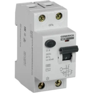 IEK Выключатель дифференциальный (УЗО) ВД1-63 2Р 25А 30мА GENERICA - MDV15-2-025-030 IEK Выключатель дифференциальный (УЗО) ВД1-63 2Р 25А 30мА GENERICA - MDV15-2-025-030