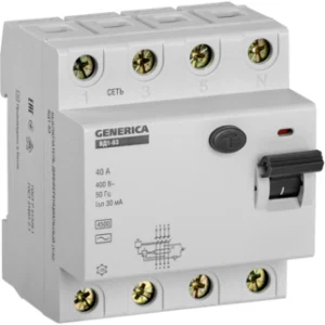 IEK Выключатель дифференциальный (УЗО) ВД1-63 4Р 40А 30мА GENERICA - MDV15-4-040-030 IEK Выключатель дифференциальный (УЗО) ВД1-63 4Р 40А 30мА GENERICA - MDV15-4-040-030