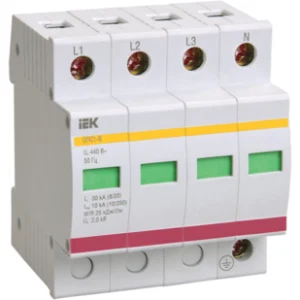 IEK Ограничитель импульсных перенапряжений ОПС1-B 4Р 30/60кА 400B - MOP20-4-B IEK Ограничитель импульсных перенапряжений ОПС1-B 4Р 30/60кА 400B - MOP20-4-B
