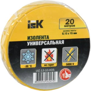 IEK Изолента 0,13х15мм желтая 20м ИЭК - UIZ-13-10-K05 IEK Изолента 0,13х15мм желтая 20м ИЭК - UIZ-13-10-K05