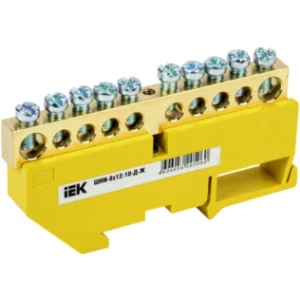 IEK Шина PE "земля" на DIN-изоляторе ШНИ-8х12-10-Д-Ж - YNN10-812-10D-K05 IEK Шина PE "земля" на DIN-изоляторе ШНИ-8х12-10-Д-Ж - YNN10-812-10D-K05
