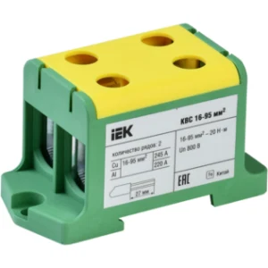 IEK Клемма вводная силовая КВС 16-95мм2 2х-рядная PE - YZN23-095-K52 IEK Клемма вводная силовая КВС 16-95мм2 2х-рядная PE - YZN23-095-K52